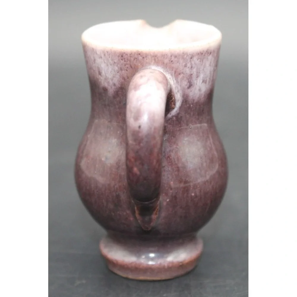 Vintage Mini Pottery Creamer Purple Drip Glaze Stoneware Pitcher 2.75
